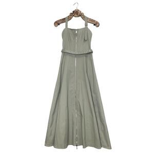 Nicholas Delilah A Line Buckle Halter Midi Dress Seamed Bodice Neutral 6